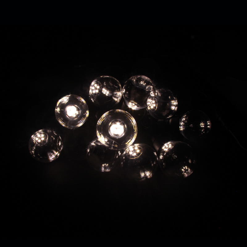 Guirlande Guinguette LED 8M 10pcs 3W IP65 Blanc Chaud - Câble Blanc