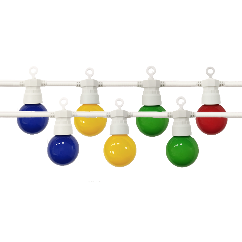 Guirlande Guinguette LED 13M 20pcs 6W IP65 Multicolore - Câble Blanc