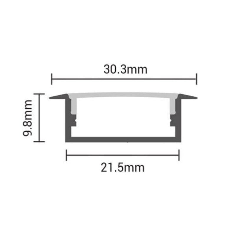 Profilé Aluminium Large Encastrable 2m pour Ruban LED - Cache Opaque Blanc