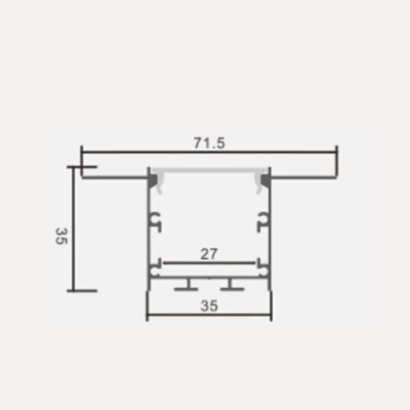 Profilé Encastrable Large 2m Noir pour Ruban LED Couvercle Blanc Opaque