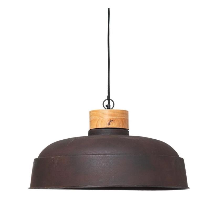 Suspension Industrielle Métal et Bois Cloche Chocolat