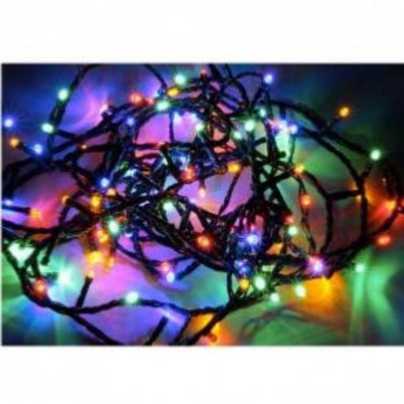 Guirlande Lumineuse 15M 192LED IP44, 8 modes + timer, Câble vert - Multicolore (piles non incluses)