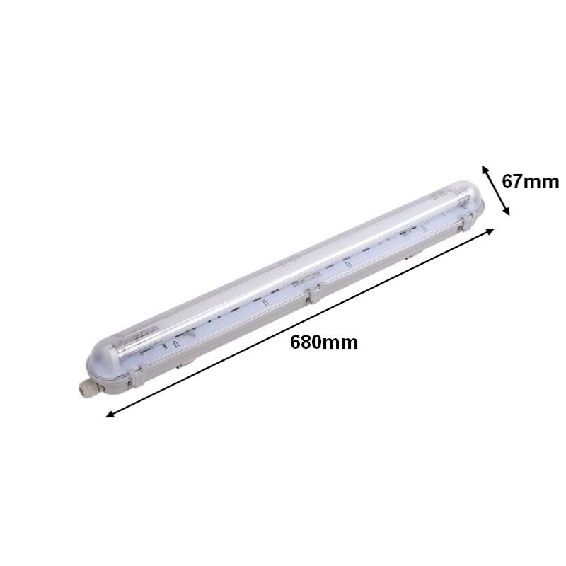 Kit de Réglette LED étanche + Tube Néon LED 60cm T8 9W