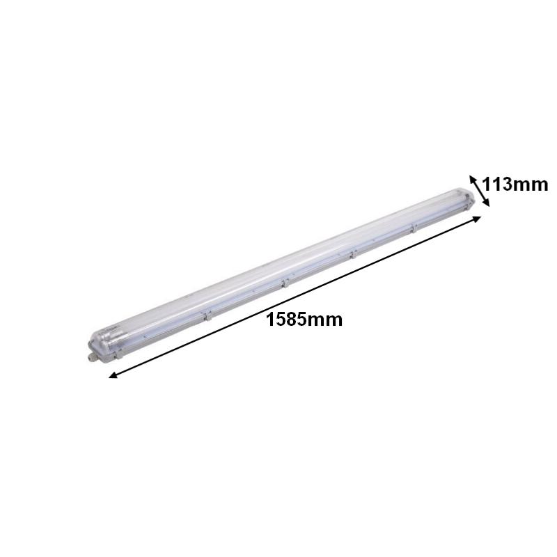 Kit de Réglette LED étanche Double IP65 + 2 Tubes Néon LED 150cm T8 22W inclus