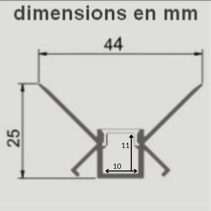 Profilé Aluminium encastré d'angle 1m pour Ruban LED Couvercle Blanc Opaque