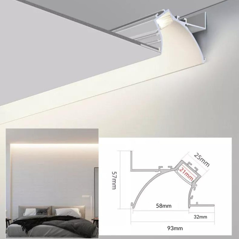 Profilé Aluminium Blanc 2m pour Ruban LED Double pour Faux-Plafond