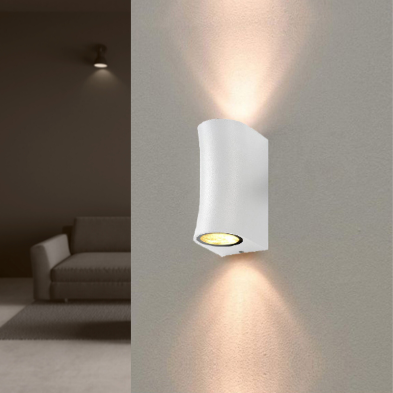 Applique Murale Blanche LED IP44 pour 2 ampoules GU10