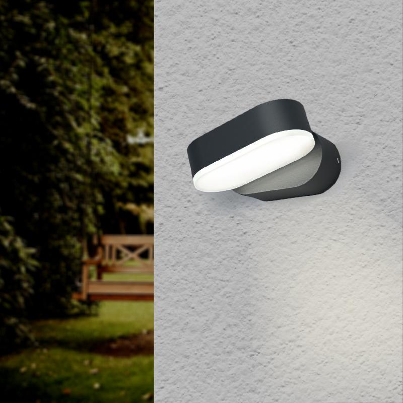 Applique Murale Noire LED 6W IP54 Orientable Ovale