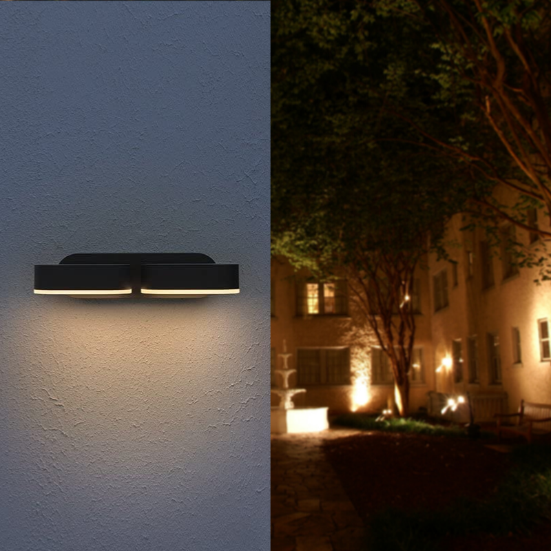 Applique Murale Double Noire LED 12W IP54 Orientable Ovale