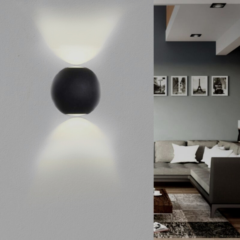 Applique Murale Noire Design LED Double Faisceaux IP54 6W