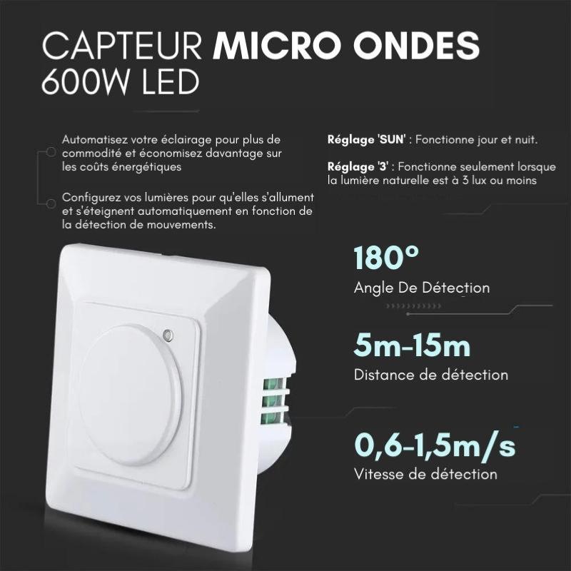 Détecteur de Mouvement Micro Ondes Encastrable Blanc