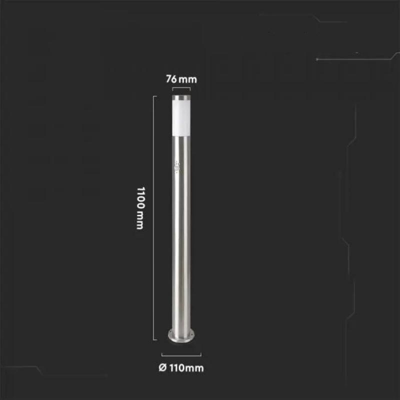 Borne de Jardin Acier Inoxydable avec Détecteur 110cm IP44 pour Ampoule E27