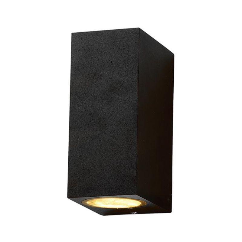 Applique Murale Noire LED Carrée IP54 Double Faisceau GU10