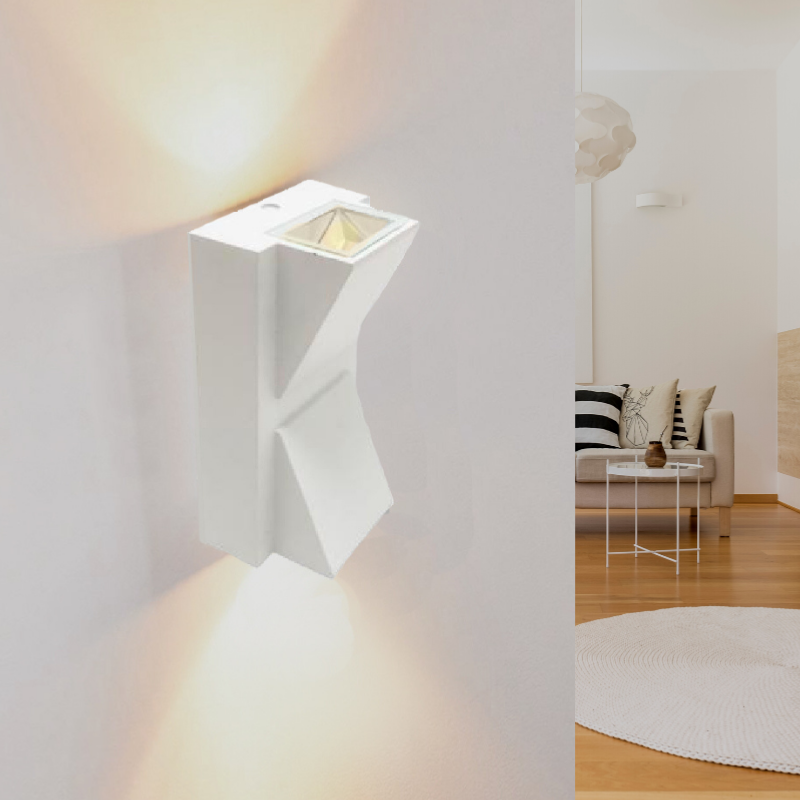 Applique Murale LED Double Faisceaux 2x3W IP44 BLANC