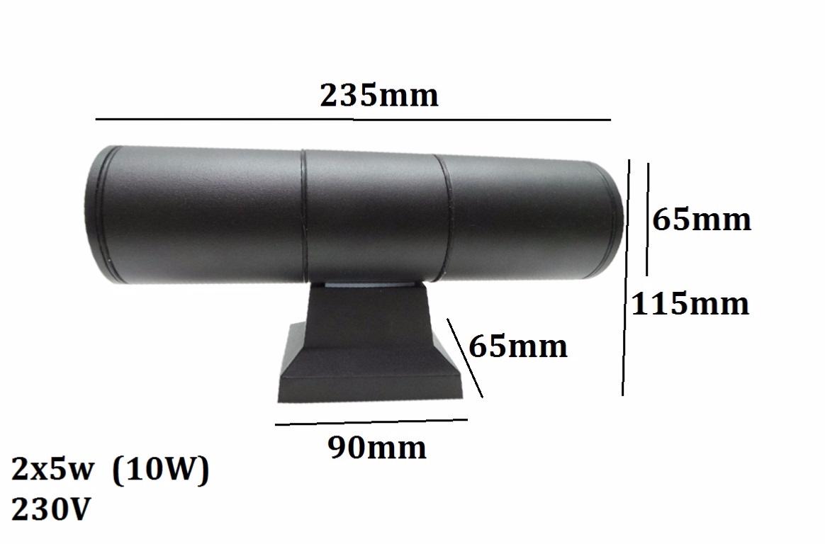 Applique Murale Noire LED IP44 Double Faisceau 10W