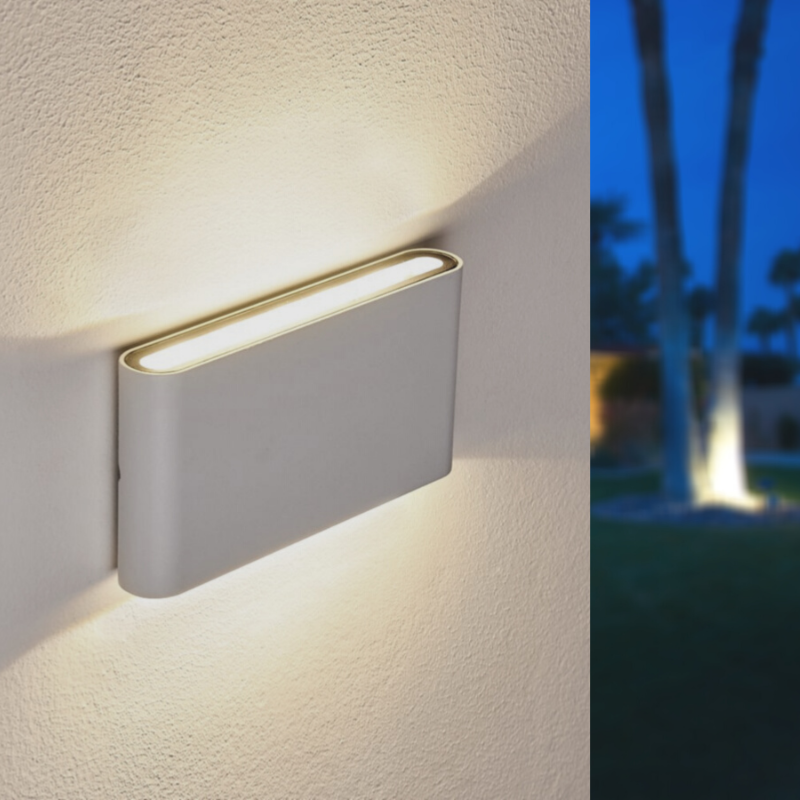 Applique LED Murale 2x 8W IP44 Double Faisceau BLANC