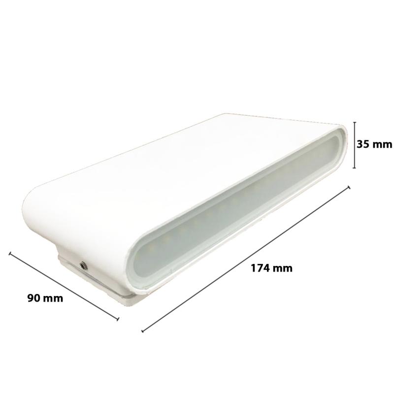 Applique LED Murale 2x 8W IP44 Double Faisceau BLANC