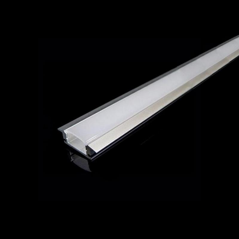 Profilé Aluminium encastré 1m pour Ruban LED Couvercle Blanc Opaque