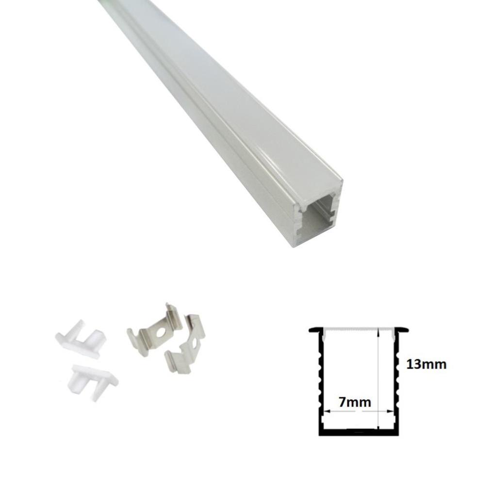 Profilé Aluminium 1m pour Ruban LED avec Cache Blanc Opaque