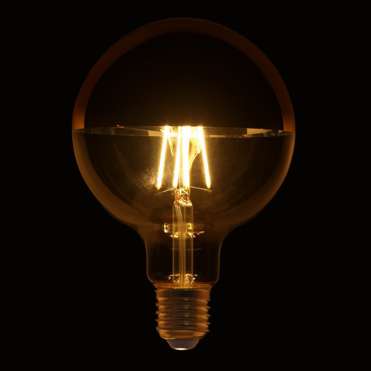 Ampoule LED E27 Filament Dimmable 8W G125 Globe Reflect Or