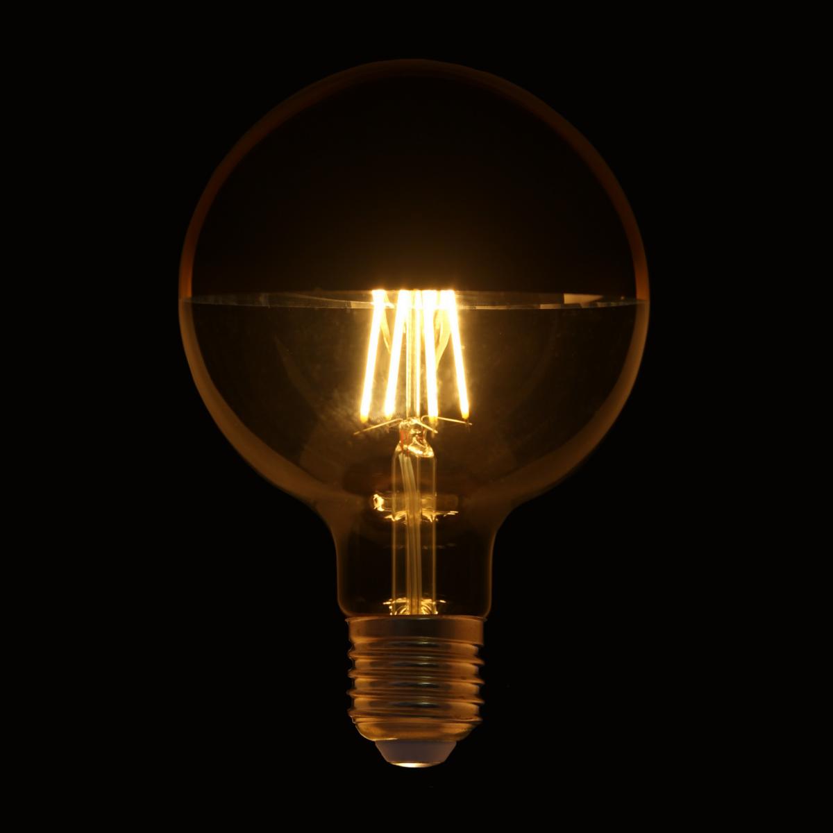 Ampoule LED E27 Filament Dimmable 8W G95 Globe Reflect Or