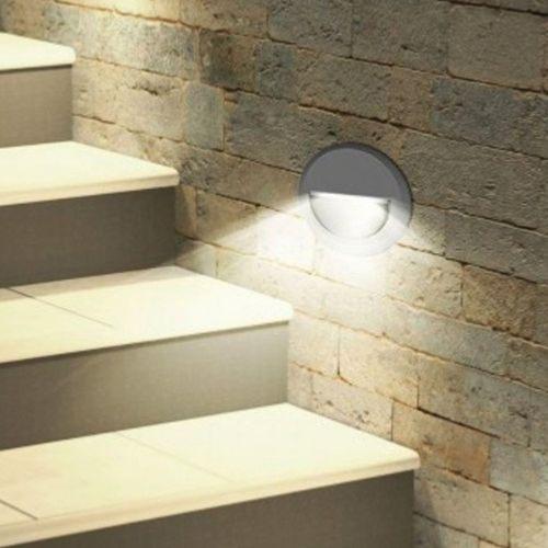 Balise LED Saillie 3W 220V 120° Rond Blanc pour Escalier