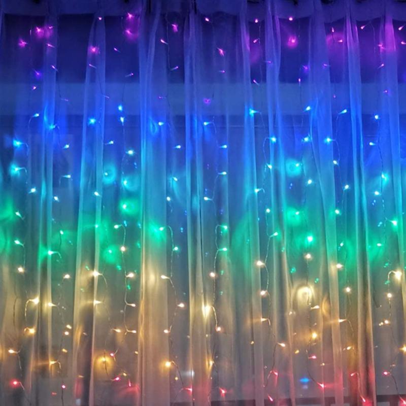 Guirlande LED Connectée Rideau Multicolore 220V 3M IP44 180 LED (+transfo)