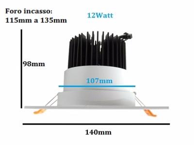 Spot Encastrable LED COB Carré Orientable 12W 80°