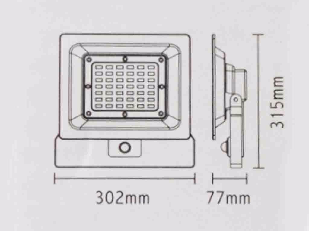 Projecteur LED 50W Détecteur de Mouvement Crépusculaire Extra Plat IP44