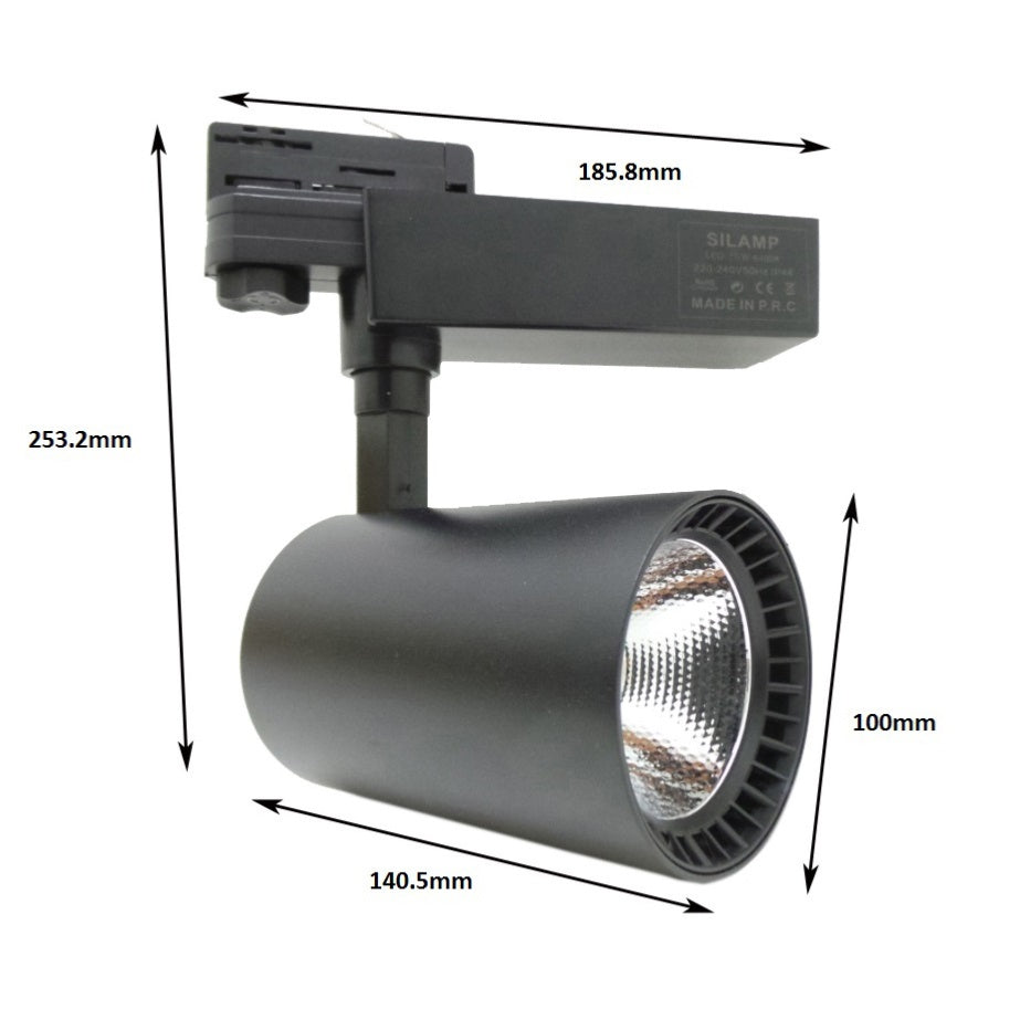 Spot LED sur Rail NOIR 40W 80° COB Triphasé