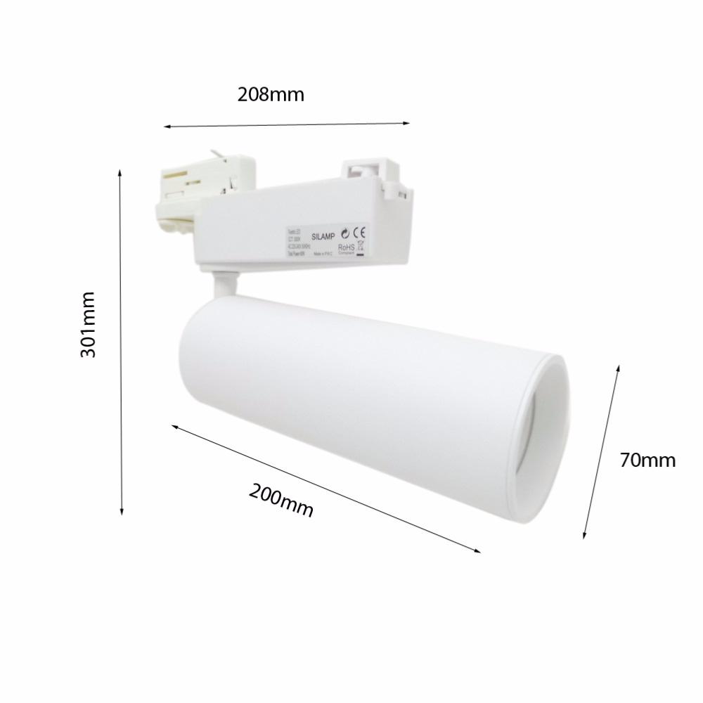 Spot LED sur Rail 40W COB 80° Triphasé BLANC