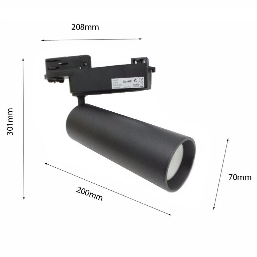 Spot LED sur Rail 40W 80° COB Triphasé NOIR