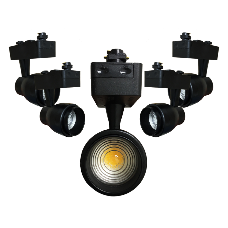 Spot LED sur Rail 15W Multi-angle COB Monophasé NOIR (Pack de 5)