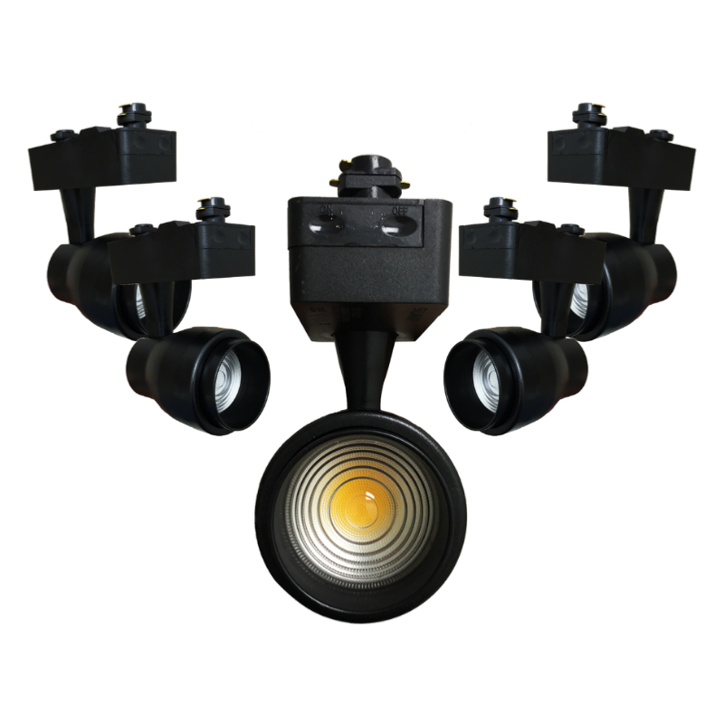 Spot LED sur Rail 30W Multi-angle COB Monophasé NOIR (Pack de 5)
