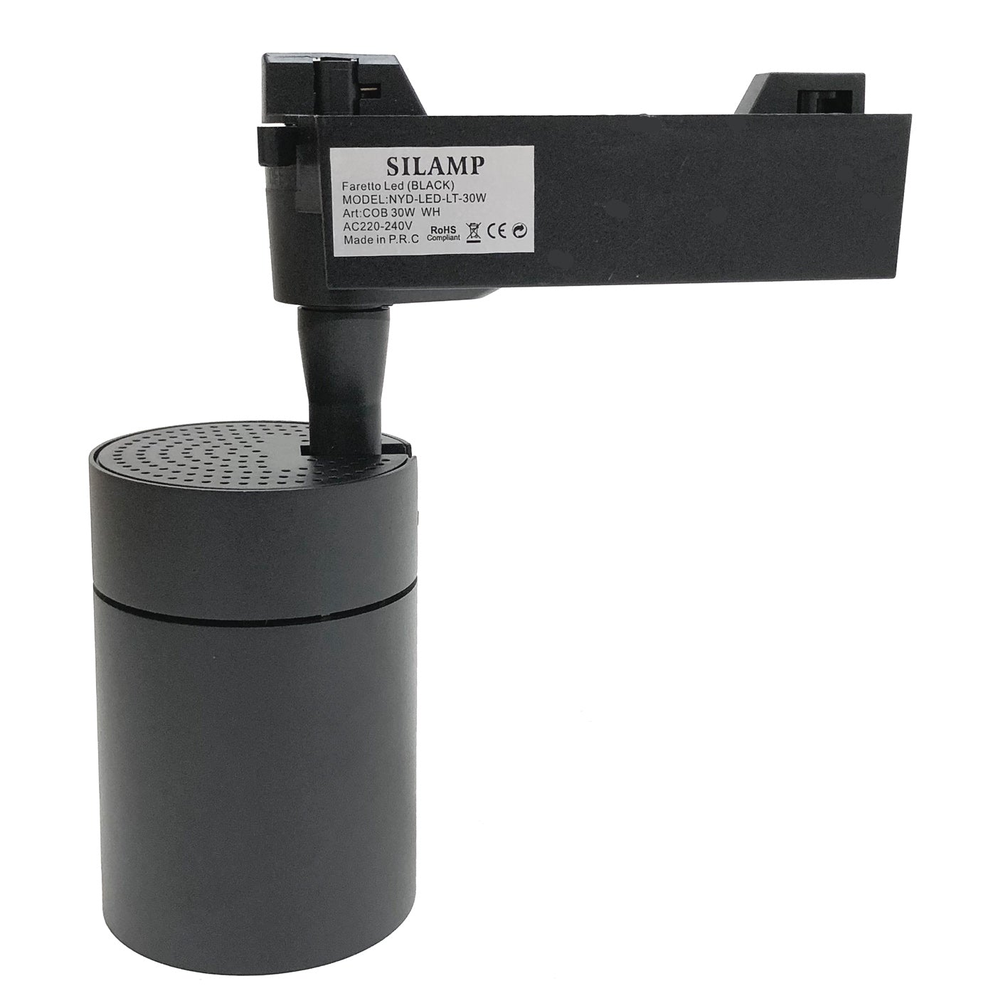 Spot LED sur Rail 30W 80° COB Monophasé NOIR