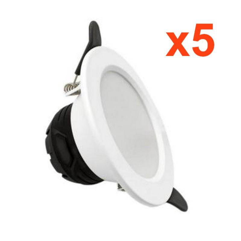 Spot LED Encastrable 6W Rond BLANC lumière variable - 3000K/4000K/6500K (Pack de 5)