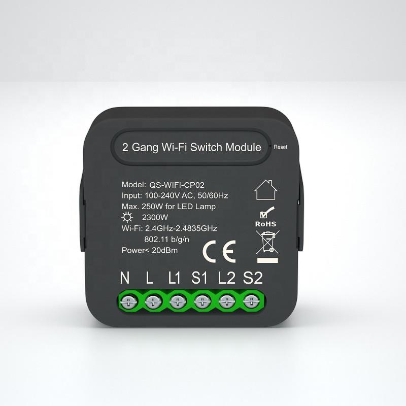 Module Double Interrupteur WiFi Noir