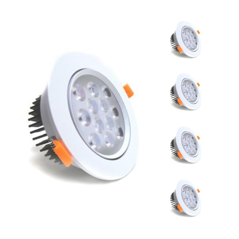 Spot LED Rond Encastrable Orientable 12W 80° (Pack de 5)