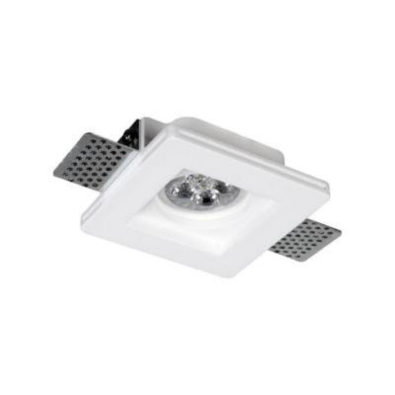 Kit Support Spot GU10 LED Carré Blanc 100x100mm avec Ampoule LED 6W