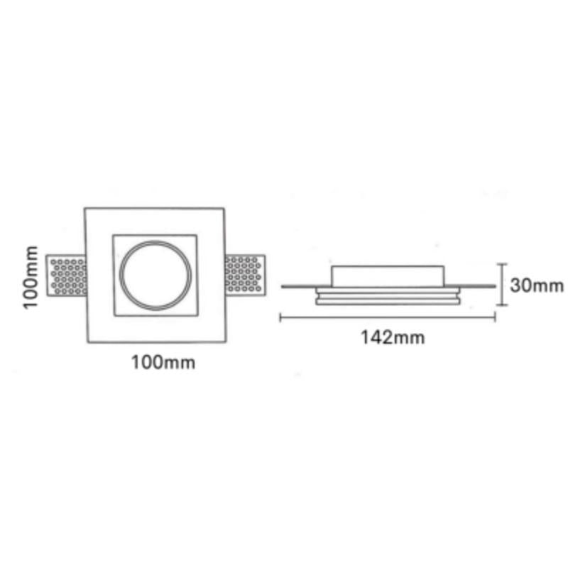 Kit Support Spot GU10 LED Carré Blanc 100x100mm avec Ampoule LED 6W