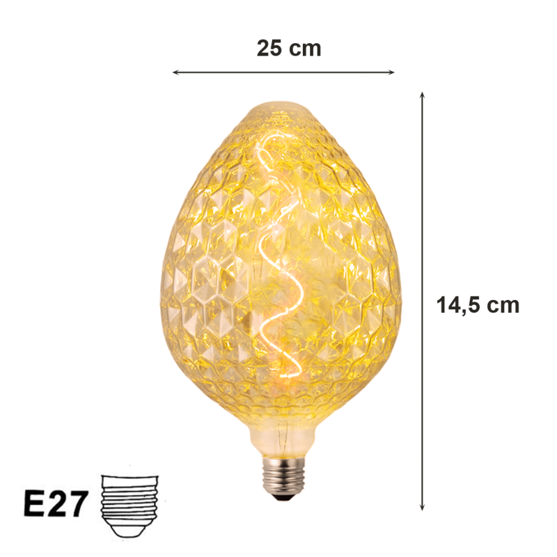 Ampoule LED E27 Filament 8W Pomme de pin