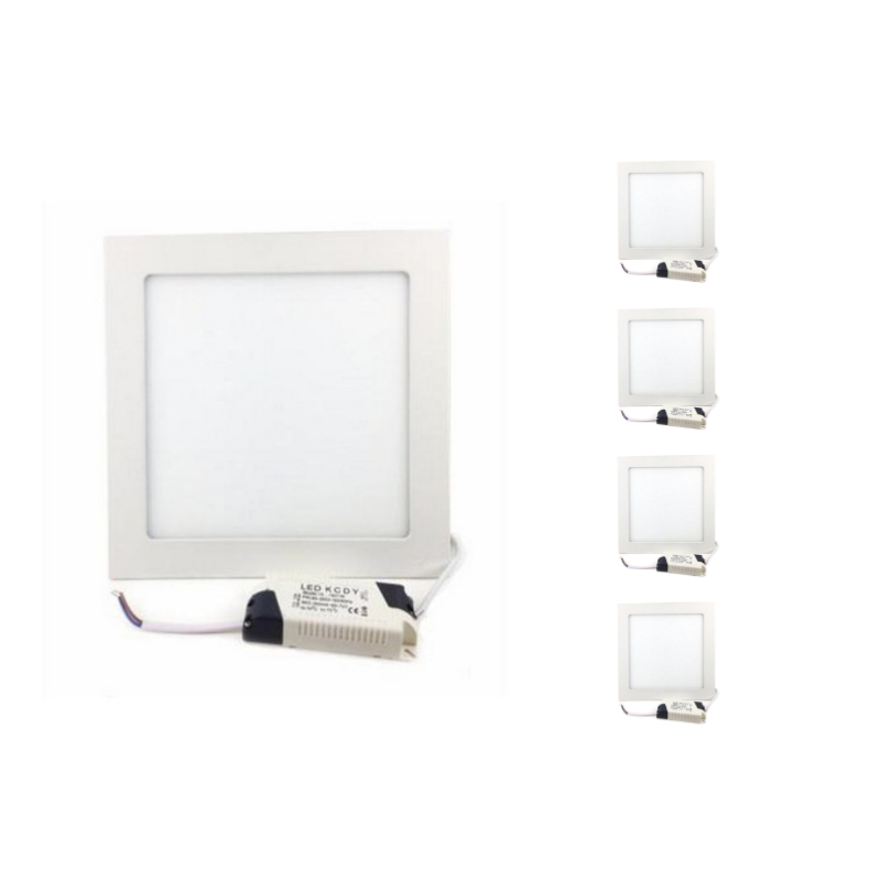 Spot LED Encastrable Carré BLANC 18W - Pack de 5