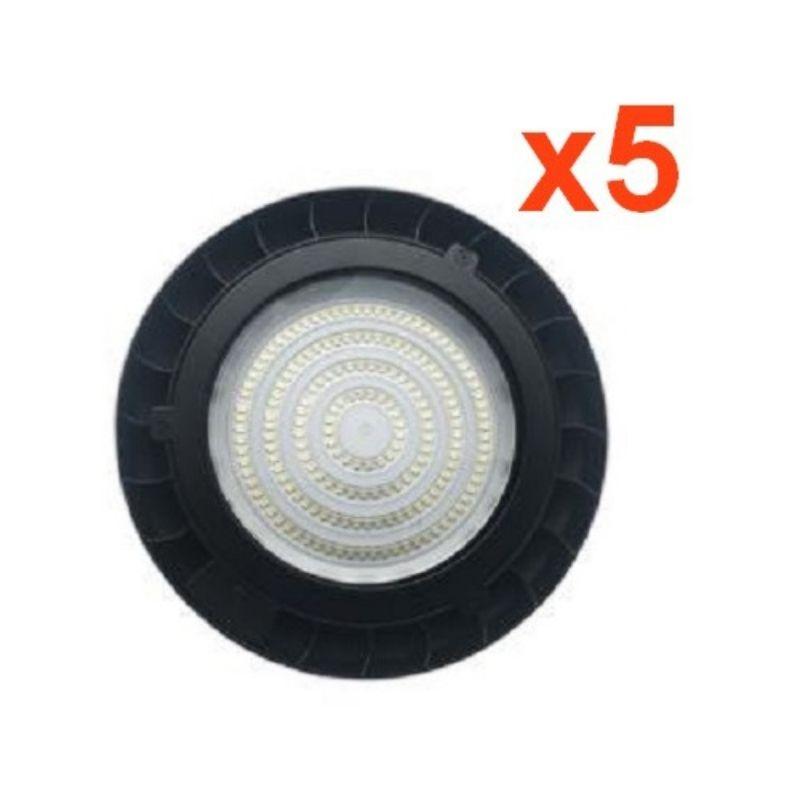 Suspension Industrielle LED HighBay UFO 100W IP65 90° - Pack de 5
