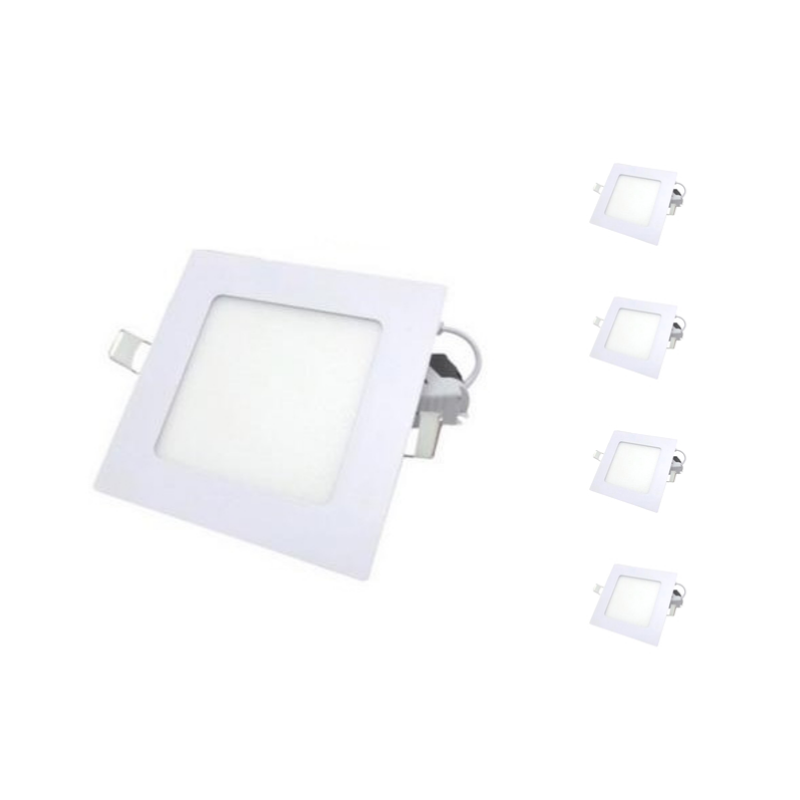 Pack de 5 - Spot LED Extra Plat Carré 6W Blanc