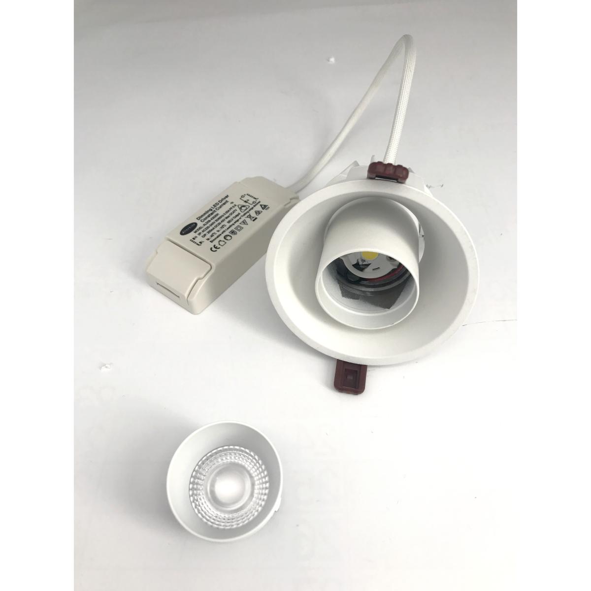Spot LED Encastrable COB Orientable Dimmable Rond BLANC 9W 120°