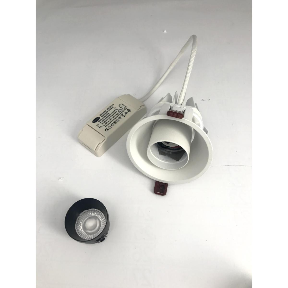 Spot LED Encastrable Orientable Dimmable Rond BLANC/NOIR 9W 120°