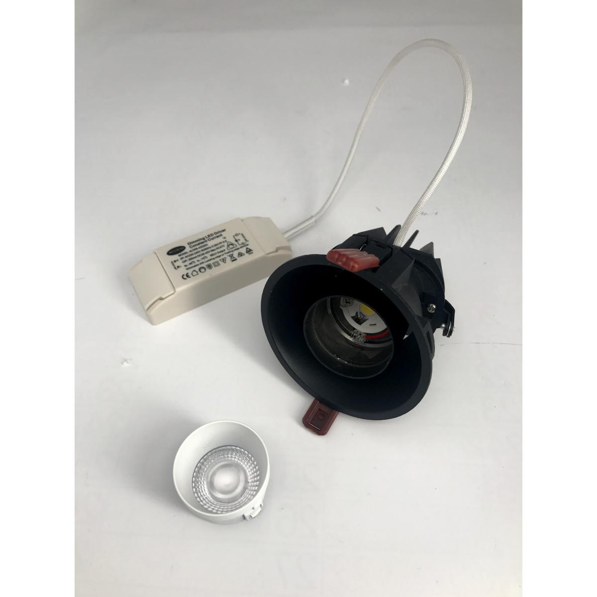 Spot LED COB Orientable Dimmable Rond NOIR/BLANC 9W 120°