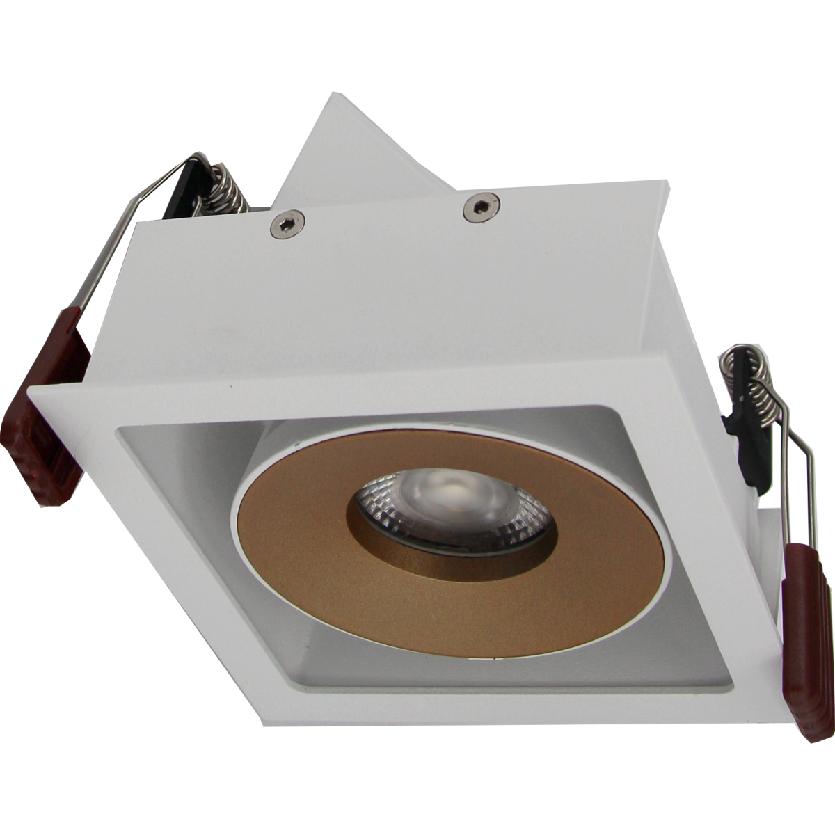 Spot LED Dimmable Orientable Encastrable Carré 9W Blanc/Doré