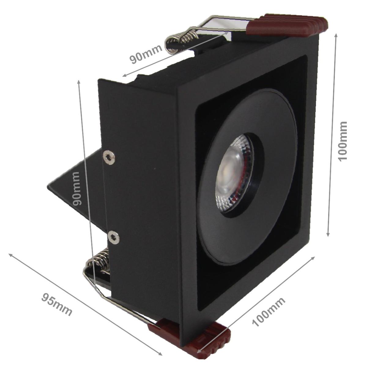 Spot LED Encastrable COB Orientable Dimmable Carré Noir 9W 120°