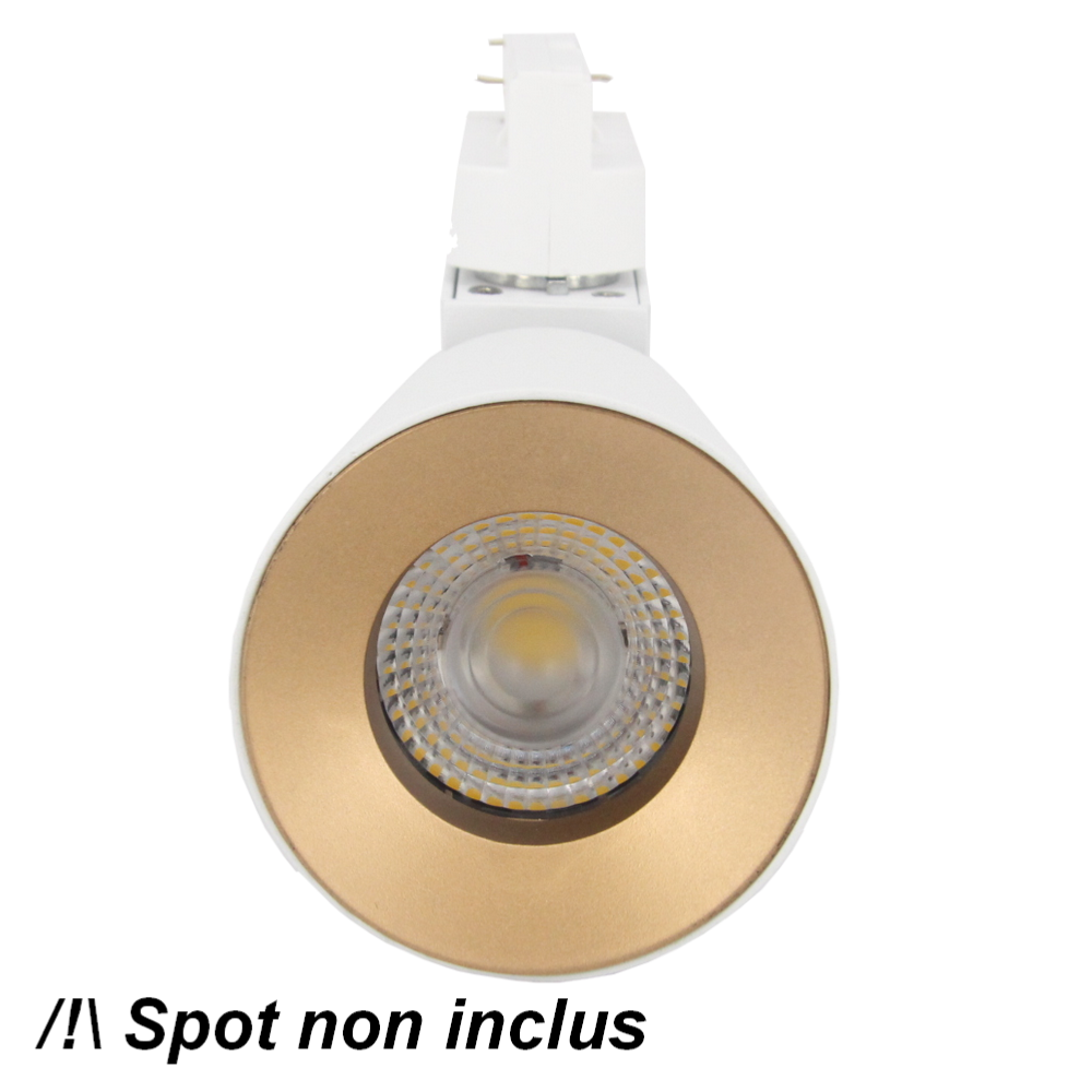 Cadre à Spot DORE pour Spot LED sur rail 12W 38° Monophasé Dimmable